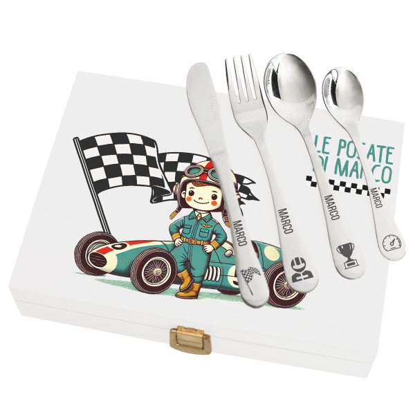 Cofanetto regalo personalizzato Pilota Formula 1 bianco