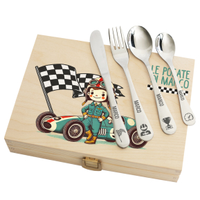 Cofanetto regalo posate personalizzato pilota Formula 1