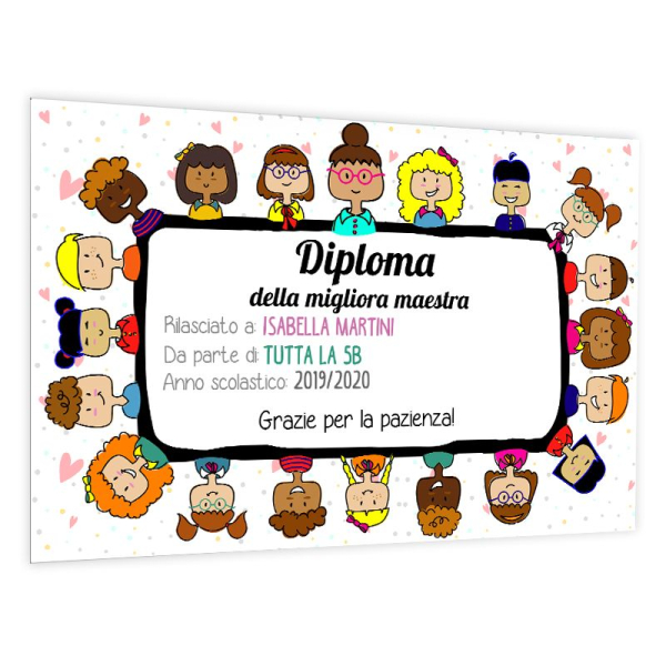 Diploma personalizzato maestra