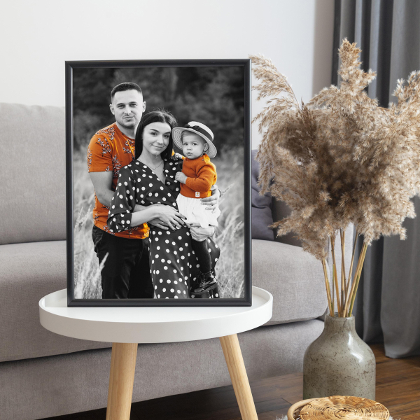 Quadro per ingresso casa con foto bianco e nero e elementi a colori