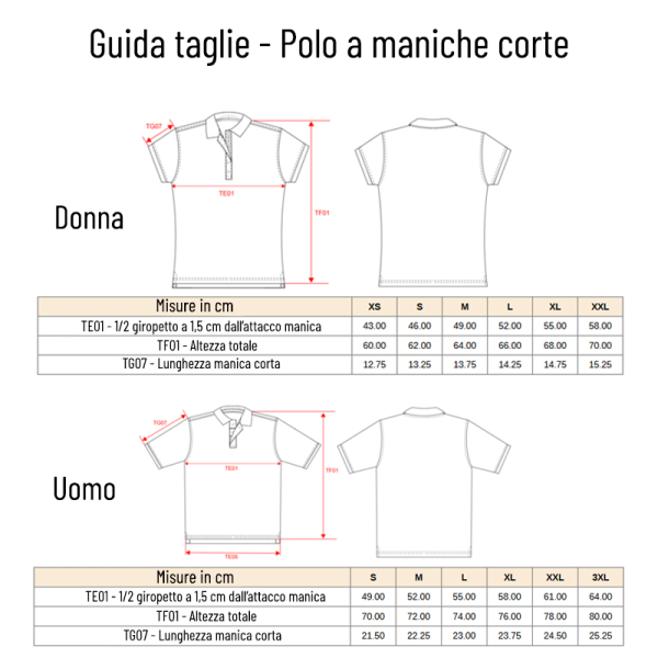 Polo sport personalizzata guida taglie