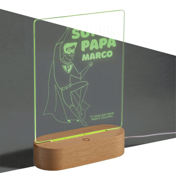 Lampada LED Plexiglas personalizzata festa del papà