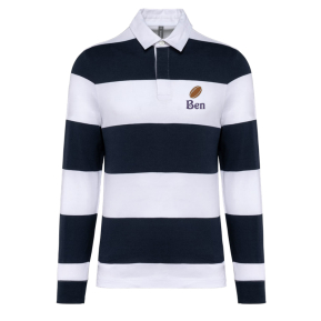 Polo a righe stile rugby unisex personalizzata