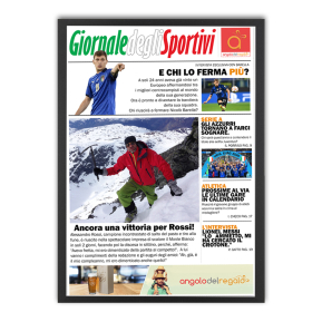 Finta prima pagina giornale sportivo incorniciata