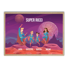 Quadro personalizzato La mia famiglia di Supereroi