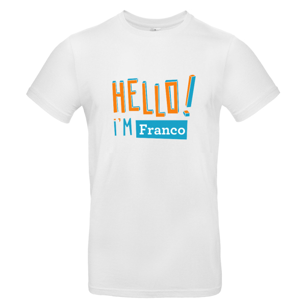 T-shirt uomo personalizzata Hello bianca