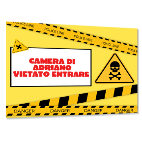 Targa porta camera ragazzi personalizzata Danger