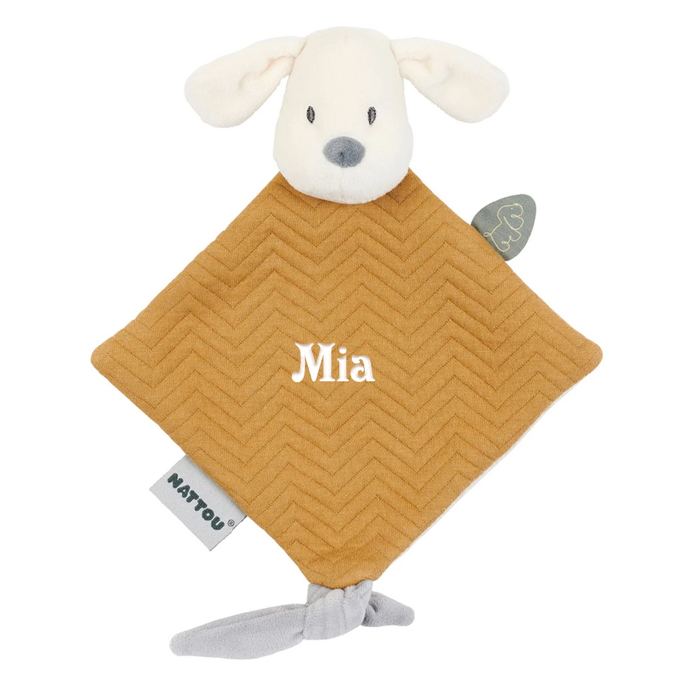 Doudou personalizzabile con cane caramello